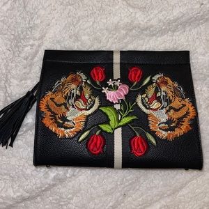 Black Leather Clutch chain